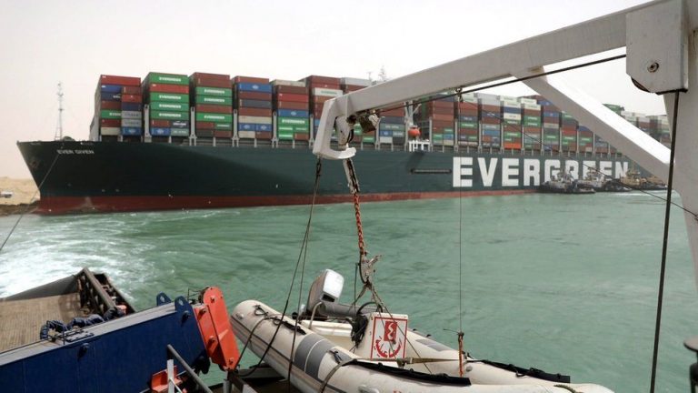 Suez Canal: Wedged container ship ‘could soon be refloated’