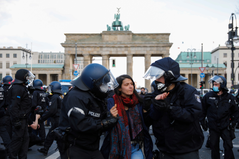 Virus Outbreak Germany Protest