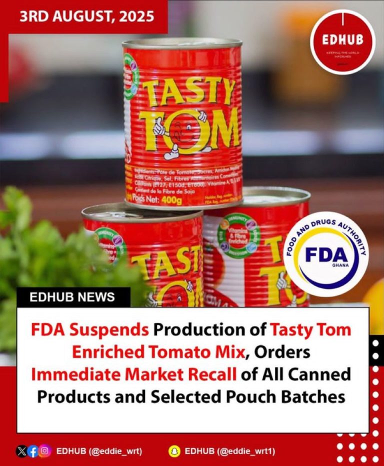 FDA suspends Tasty Tom Enriched Tomato Mix over safety lapses – Second ban in 2025