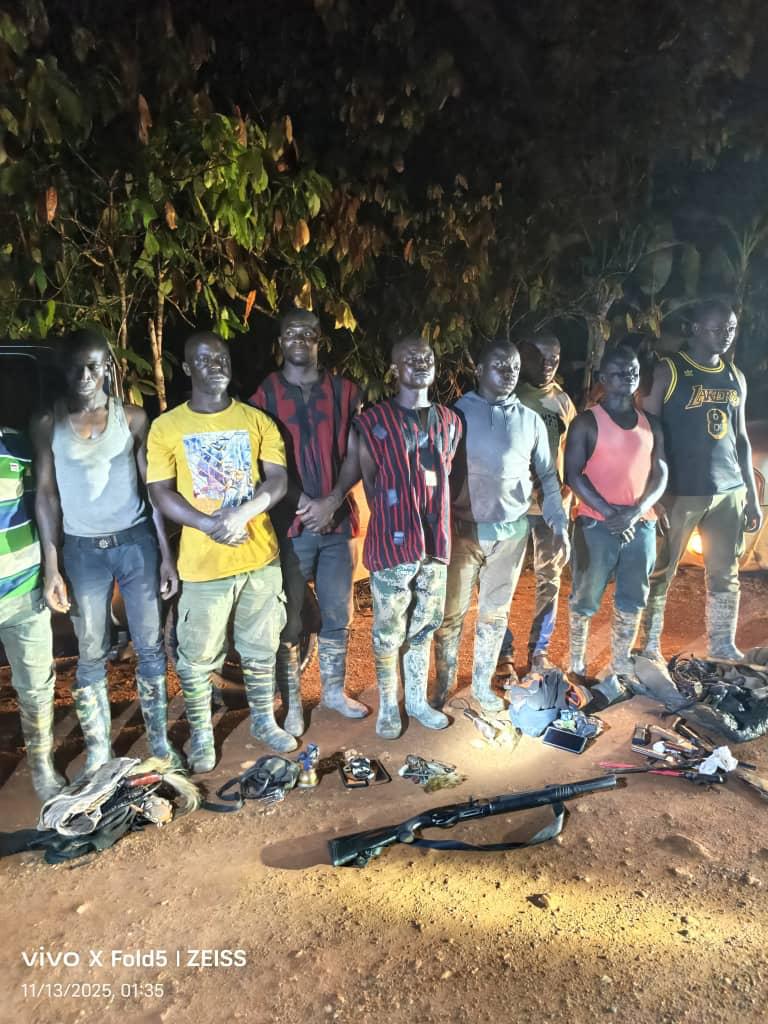 NAIMOS arrests 10 armed men impersonating anti-galamsey taskforce in Aowin